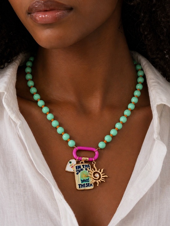 Jewelry - New! Coastal Green In The Sun Carabiner Charm Necklace (4012) NWOT